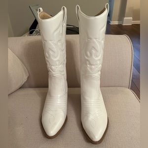 Soda Reno Women Western Cowboy Pointed Toe Knee High Pull On Tabs Boots